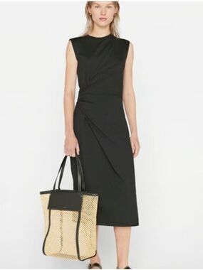 frame cotton asymmetric tiered midi dress Denim | Dresses | Frame Sleeveless Gathered Green Medium Size:us 20w Team it with a High Waist Black A-Line Workwear2025
